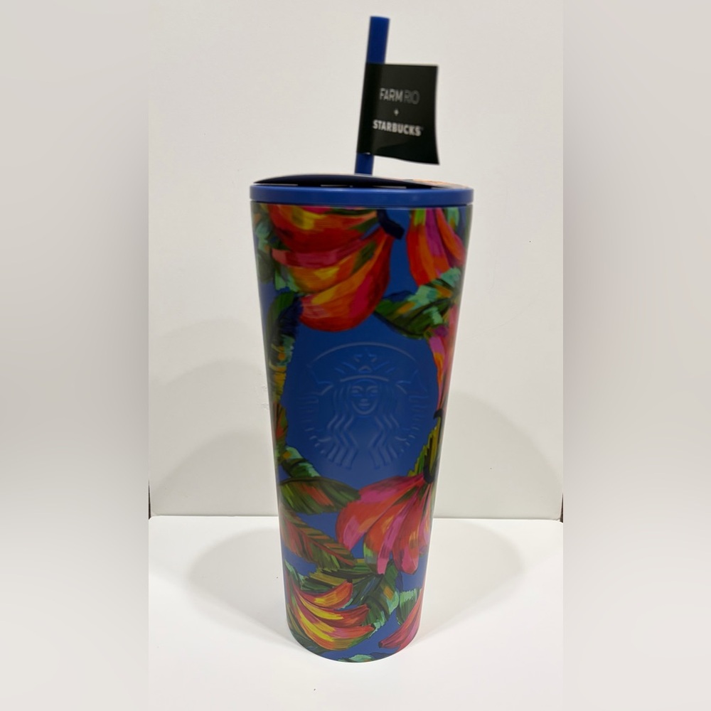 FARM Rio x Starbucks Banana Mix 24 oz Stainless Steel Cold Cup Tumbler NWT